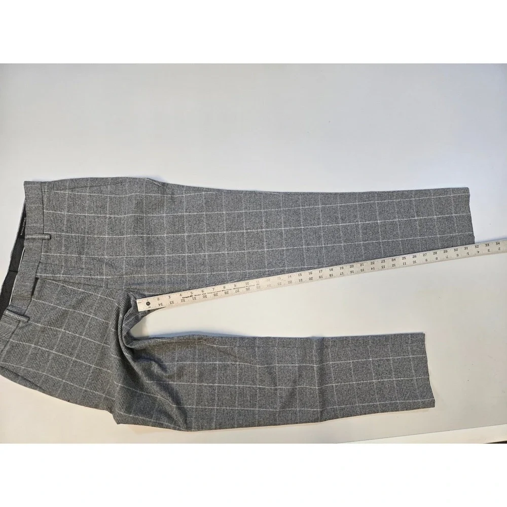 Banana Republic Mens Gray Plaid Slim Fit Dress Pants 32x34 Stretch Trousers
